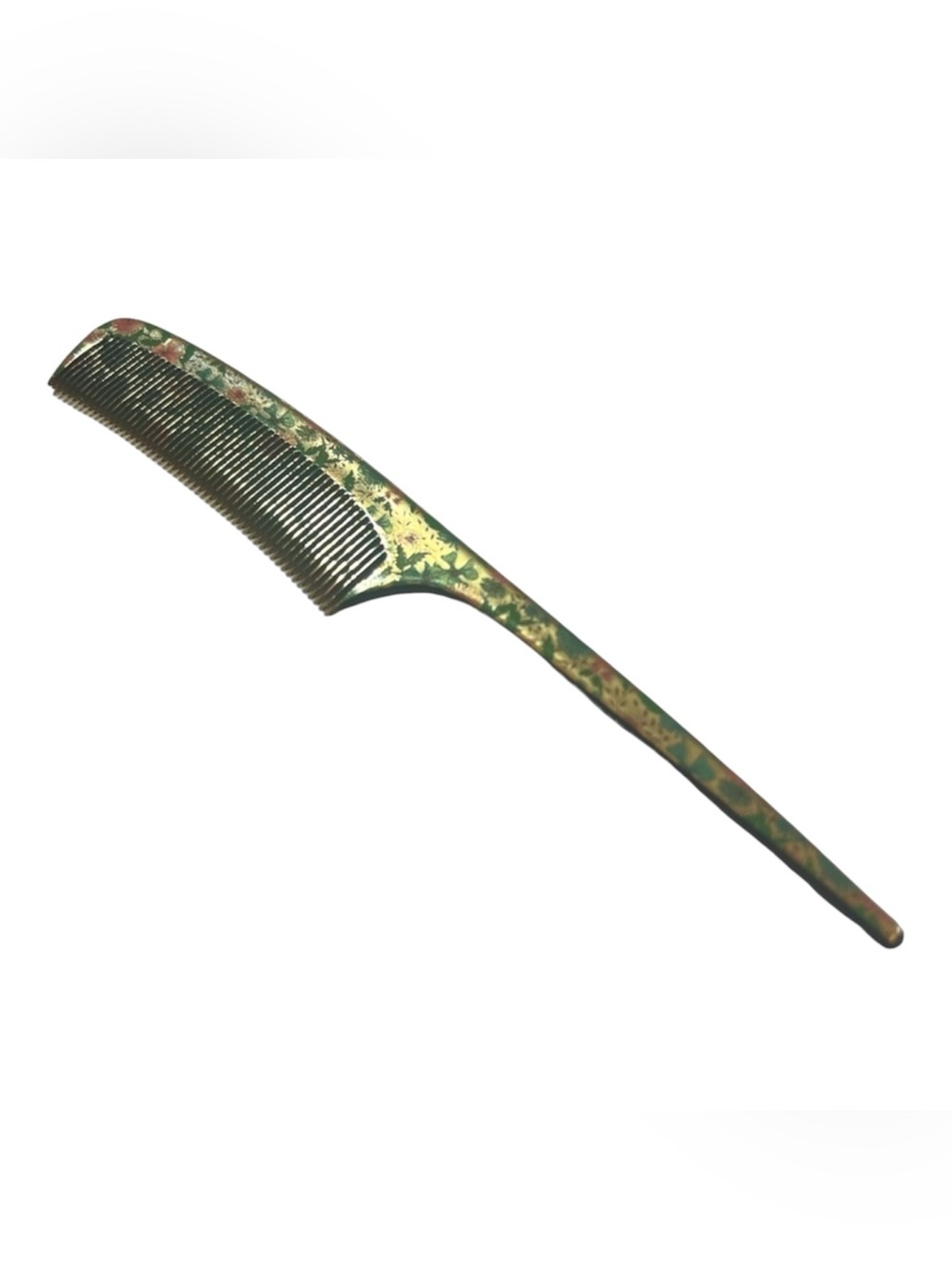 Vintage Gold Floral French‎ Fine Toothed Comb, Deadstock , Rat Tail Comb